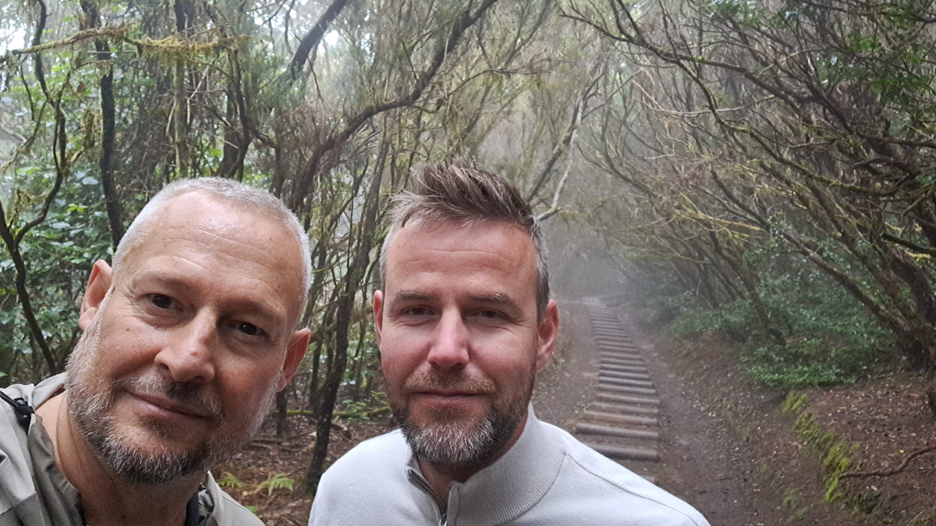Excursionistas en un sendero de laurisilva de Anaga