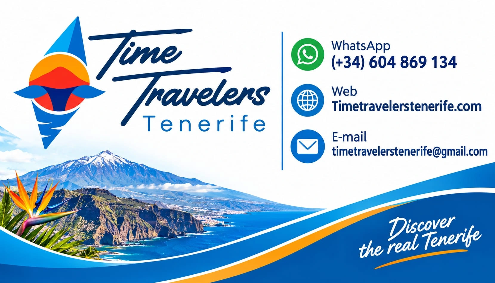 Tarjeta de presentación de Time Travelers Tenerife